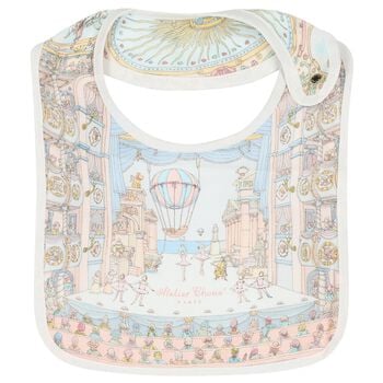 Ivory & Blue Ballet de Paris Baby Bib